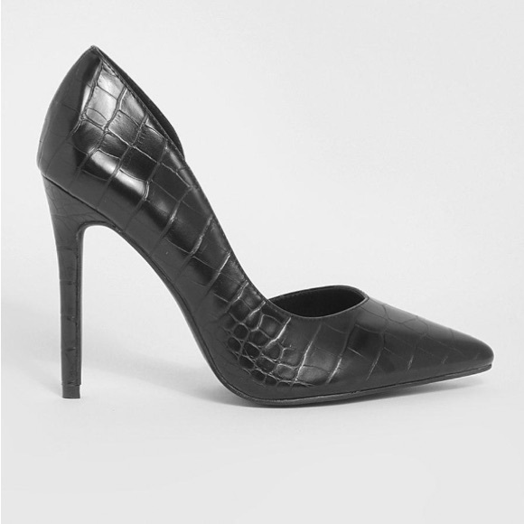 NIB BooHoo Snakeskin Black Wide Fit Cut Out Pump, 7 - Picture 2 of 13